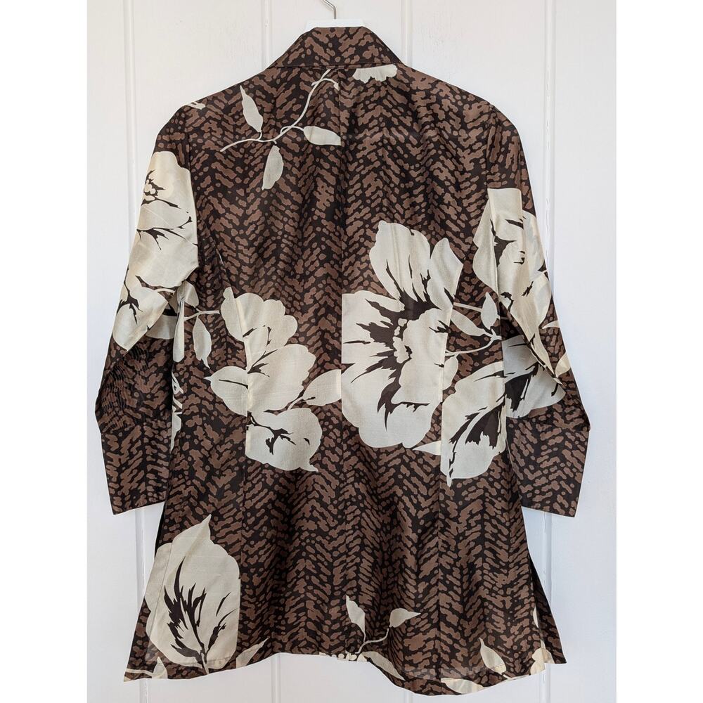 Vintage Linda Allard Ellen Tracy Silk Nylon Button Up - 4 - Picture 2 of 7
